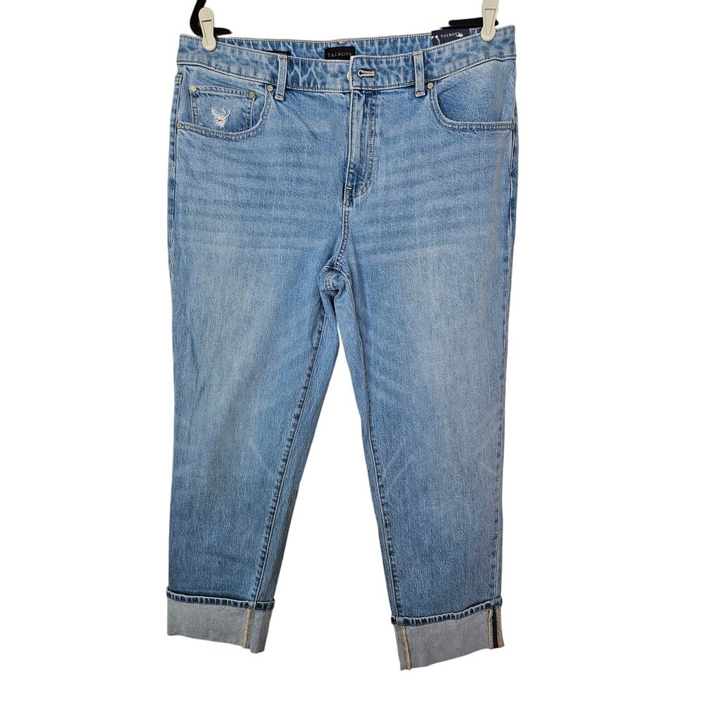 NEW Talbots 12 Everyday Relaxed Jean Ankle Casual Cotton Blend Denim Cuffed